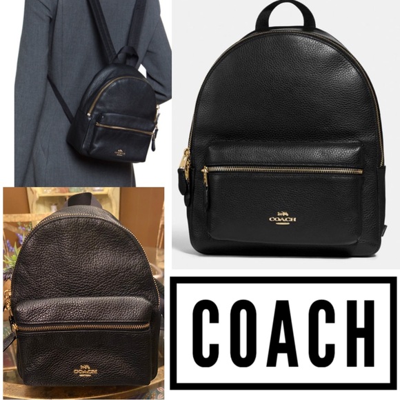 Authentic Coach Mini Charlie Black Pebbled Leather Backpack - Picture 1 of 11